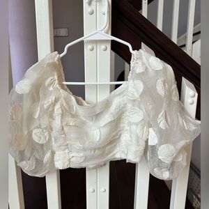 Zara White Textured Top